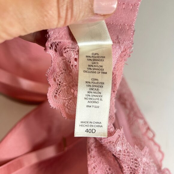 Jessica Simpson Pink Lace Back Bra Sz 40D NO Underwire Comfort Adjustable Lacy - Picture 3 of 5